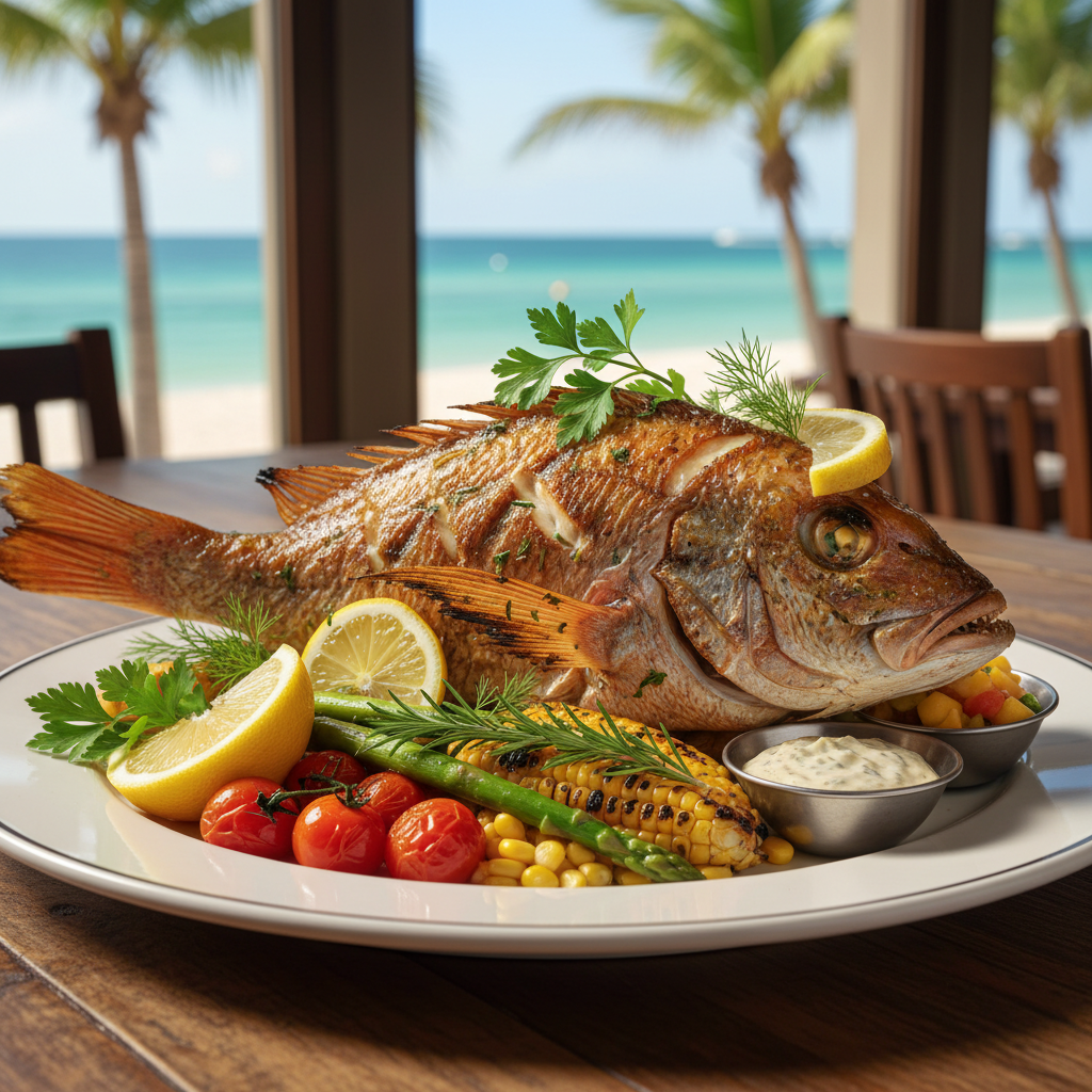 Fresh Gulf seafood at a local restaurant